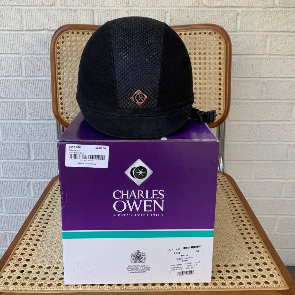 Charles Owen Black 6 5/8 CO-AYR8 equestrian helmet